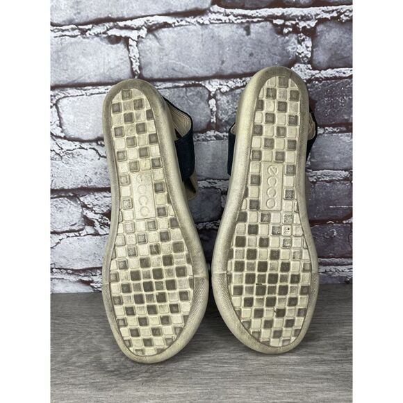 Ecco Flowt 2 Black Gray Leather Strappy Slip On Comfort Sandals Women Sz 39EU/8M - Picture 16 of 16